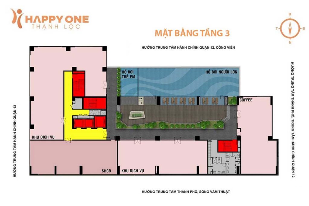 Mặt thiết kế tầng 3 Happy One Premier